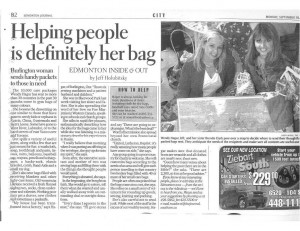 Edmonton Journal - Helping People Definitely Her Bag - September 30, 2002